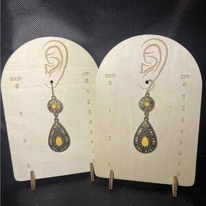 Bohemian Yellow and Brown Teardrop Earrings